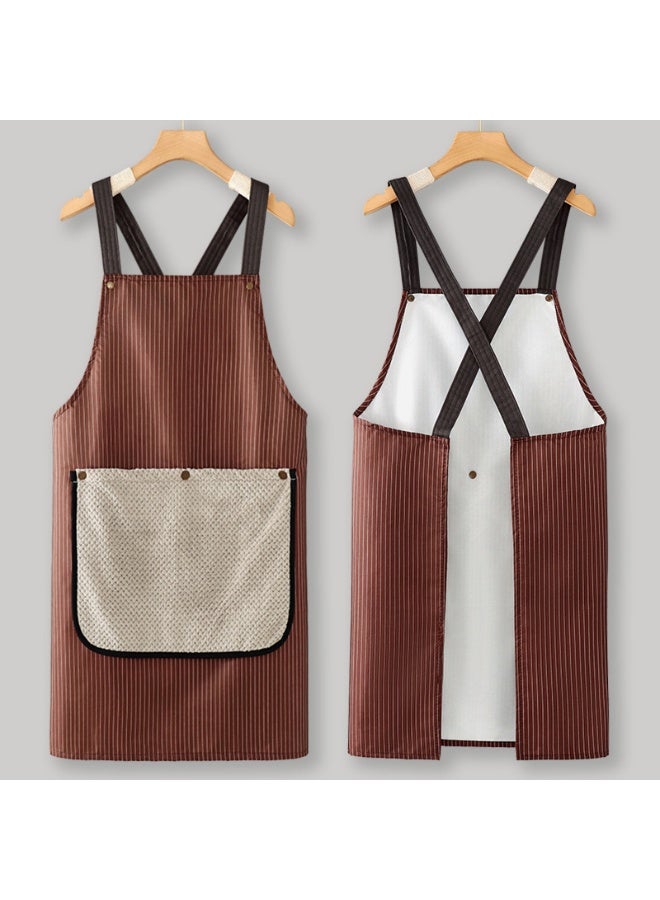 SHAOZHEN Bib Apron with Pockets, Waterproof and Oil-Proof, Multipurpose Kitchen Cooking Apron for Kitchen Baking, Store, Garden, Restaurant, Barbecue, Cafe, Barista （brown） - Image 2