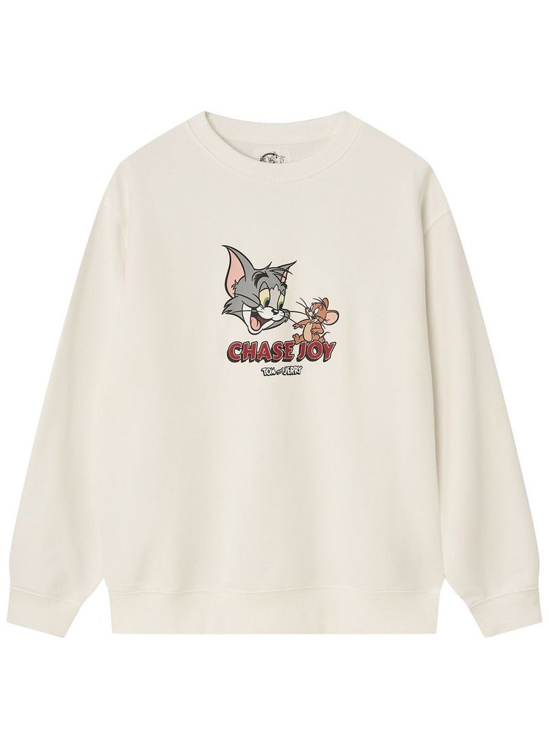 GIORDANO Men's Relaxed Fit Long Sleeve Tom & Jerry French Terry Sweatshirt - Image 1