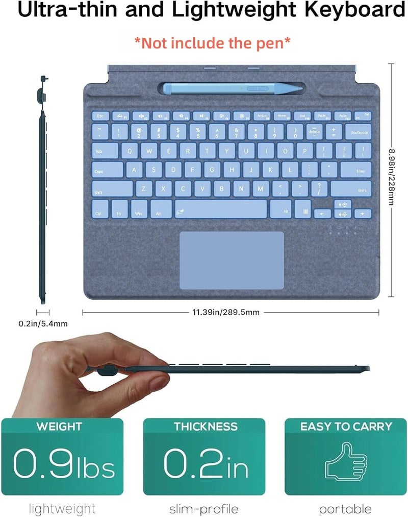 NUWONAYA Keyboard for Surface Pro 11/10/9/8/X (13inch), Portable Slim Type Cover for Surface Pro, Wireless Bluetooth Keyboard with Touchpad, Backlits,Built in Pencil Holder,Gray - Image 5