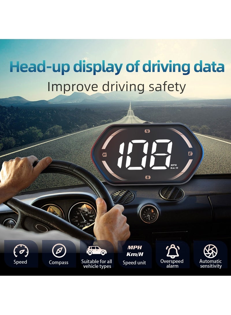 Smart Brightness Car Speed Monitor, Car HD Digital GPS Speedometer, Speed Overspeed Prompt, Suction Cup Rotation Speed Display, Quick Installation Of Head-up Display - Image 3