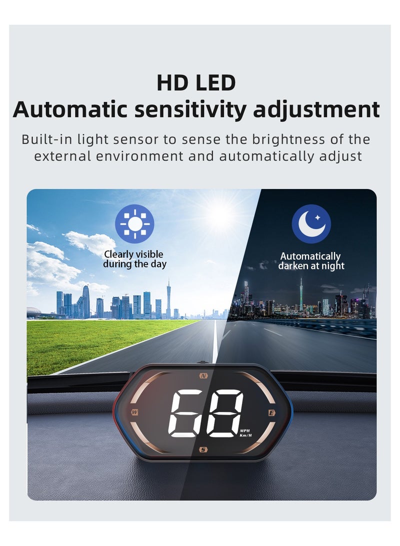 Smart Brightness Car Speed Monitor, Car HD Digital GPS Speedometer, Speed Overspeed Prompt, Suction Cup Rotation Speed Display, Quick Installation Of Head-up Display - Image 4
