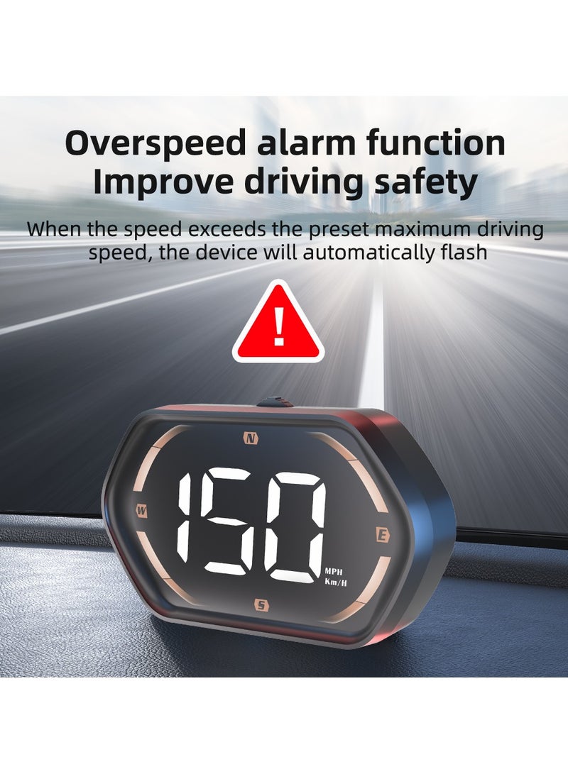 Smart Brightness Car Speed Monitor, Car HD Digital GPS Speedometer, Speed Overspeed Prompt, Suction Cup Rotation Speed Display, Quick Installation Of Head-up Display - Image 5