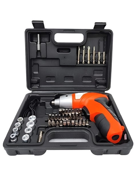 45-Piece Cordless Screwdriver Set Rechargeable Battery Powered Handy Drill with Bits Holder