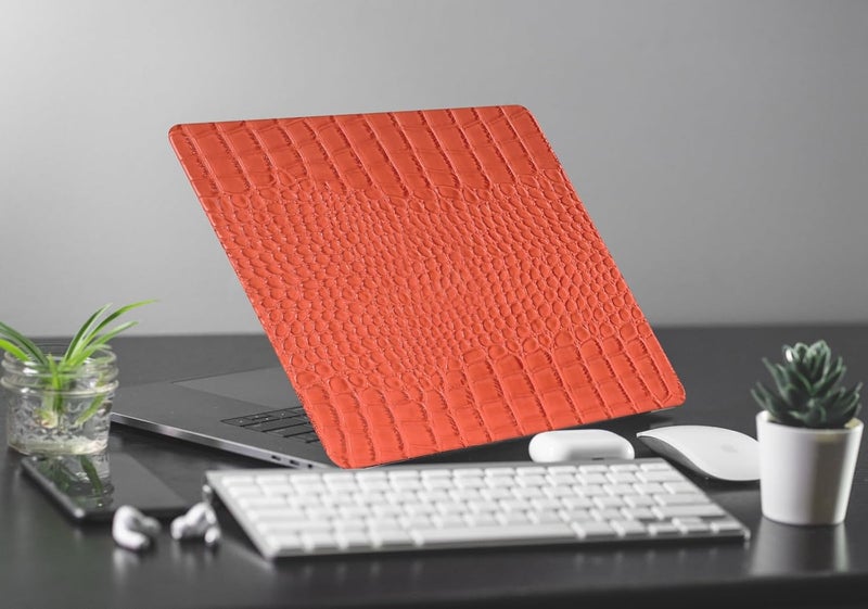 KEROM Compatible for Crocodile MacBook Pro 13 Inch Case 2025-2016 M2 M1 A2338 A2289 A2251 A2159 A1989 A1706 A1708, Textured Aligator Skin Snakeskin PU Leather Hardshell & Keyboard Cover, Orange - Image 5