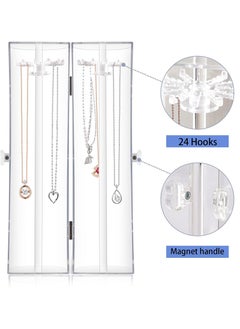 ETG Spinning Tubular Acrylic Jewelry Storage Holder, Rotating Organizer - 24 Hooks for Dressing Table, Cosmetic Stations, Dresser, Bathroom Vanity Countertop - Holds Necklaces, Bracelets Clear  - Image 5