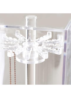 ETG Spinning Tubular Acrylic Jewelry Storage Holder, Rotating Organizer - 24 Hooks for Dressing Table, Cosmetic Stations, Dresser, Bathroom Vanity Countertop - Holds Necklaces, Bracelets Clear  - Image 4