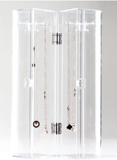 ETG Spinning Tubular Acrylic Jewelry Storage Holder, Rotating Organizer - 24 Hooks for Dressing Table, Cosmetic Stations, Dresser, Bathroom Vanity Countertop - Holds Necklaces, Bracelets Clear  - Image 2