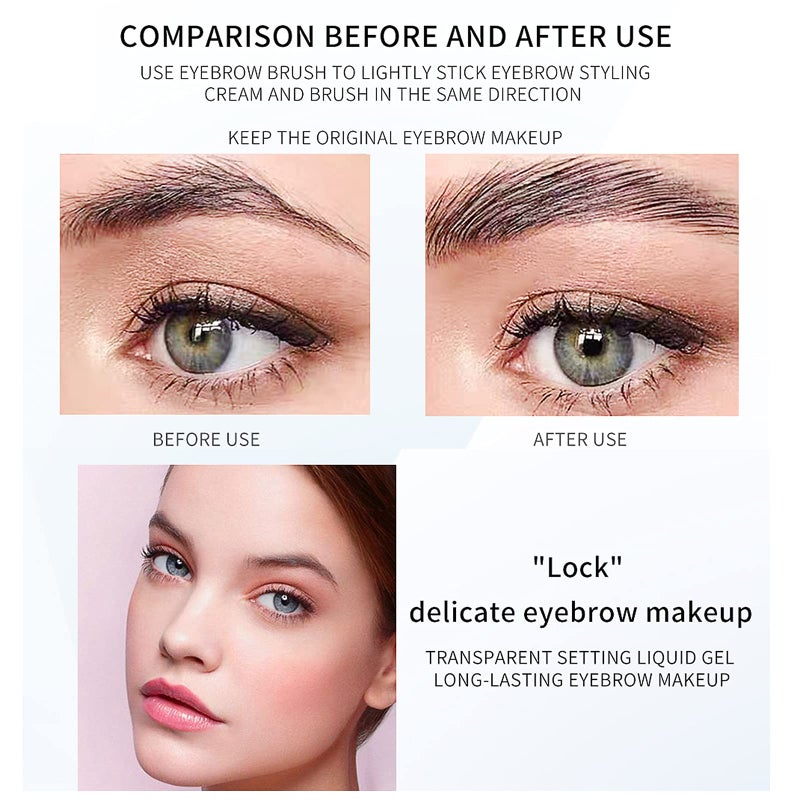 DAGEDA Clear Eyebrow Setting Gel, Clear and Black Brow Fix Gel, Waterproof And Sweat-Proof Eyebrow Repair Liquid Brows Styling Beauty Salon Home Use Makeup, 1.81oz - Image 3