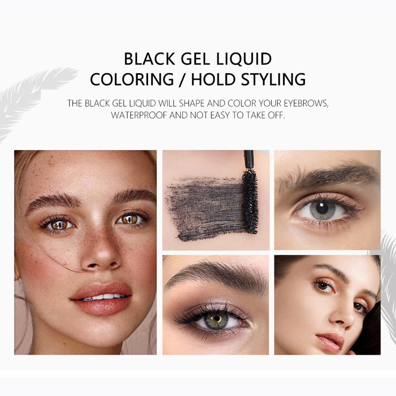 DAGEDA Clear Eyebrow Setting Gel, Clear and Black Brow Fix Gel, Waterproof And Sweat-Proof Eyebrow Repair Liquid Brows Styling Beauty Salon Home Use Makeup, 1.81oz - Image 5