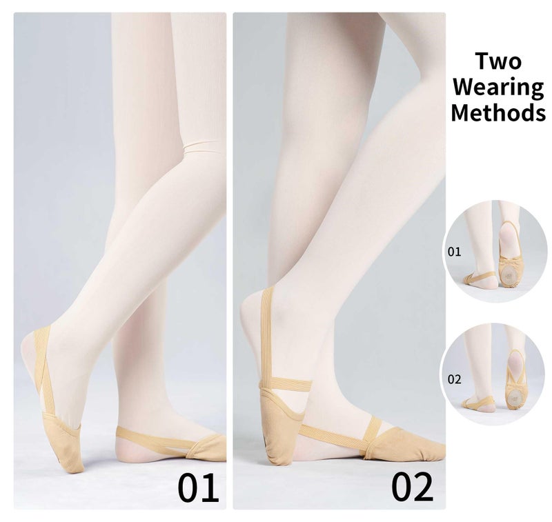 Daydance Half Soles Dance Shoes, Canvas Lyrical Ballet Shoes for Girls/Women Nude - Image 4