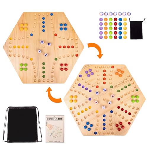 WodGod Marble Board GameSet1 Board30 Marbles7 Dice1 Storage Bag1 Shoulder Bag6 ColorsFast Track Wahoo Board Game2 in 1 Board for 46 PlayersPortablePerfect for Family Party - Image 1