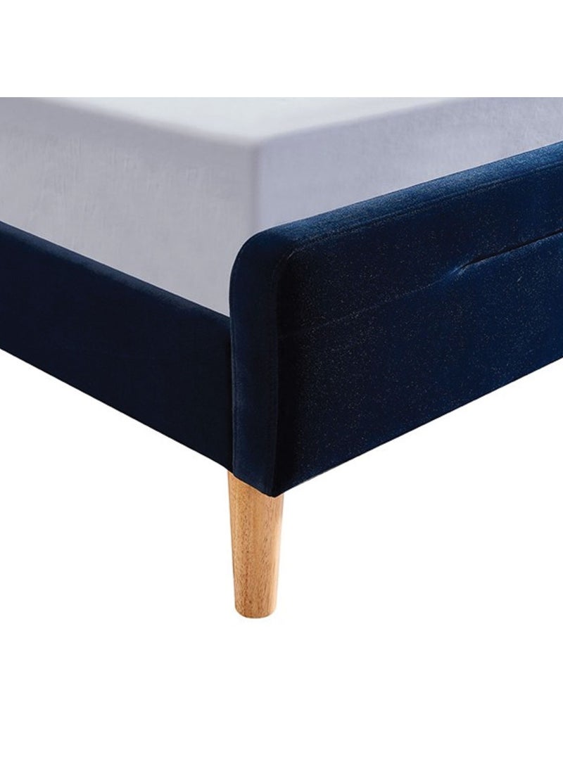 A to Z Furniture - Koble Nodd Upholstrered Bed 120x200cm Twin size Bed in Navy Blue Color - Image 1