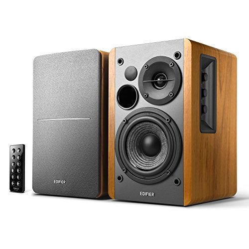 Edifier R1280DB Powered Bluetooth Bookshelf Speakers - Optical Input - Wireless Studio Monitors - 4 Inch Near Field Speaker - 42w RMS - Wood Grain - Image 1