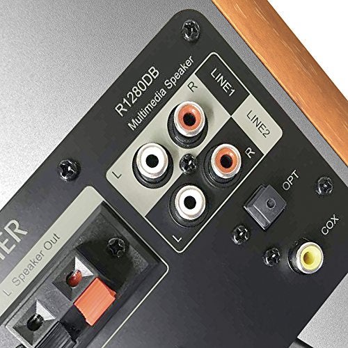 Edifier R1280DB Powered Bluetooth Bookshelf Speakers - Optical Input - Wireless Studio Monitors - 4 Inch Near Field Speaker - 42w RMS - Wood Grain - Image 5