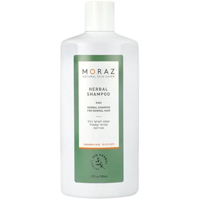 Moraz Kids Herbal Shampoo - Tear Free Shampoo for Kids - Strengthens Hair and Roots - Achillea and Chamomile Blend with Light Natural Scent - 17 oz