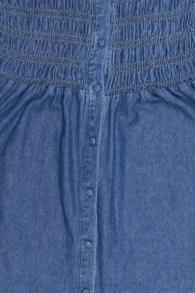Threadbare Women Washed Denim Mini Dress, Blue - Image 5