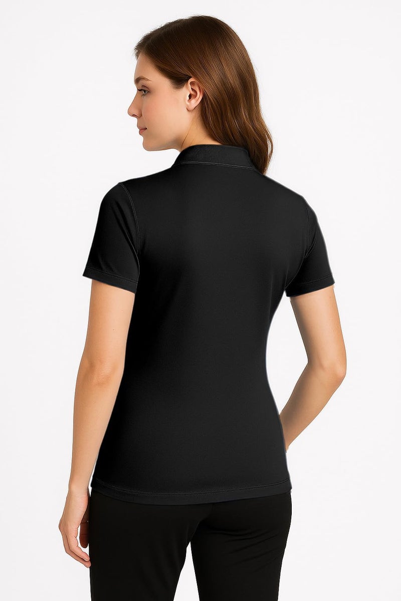 Opna Women's Dry-Fit Golf Polo Shirts 3-Button Golf Polo's in 20 Colors XS-3XL Shirt BLACK-M - Image 3