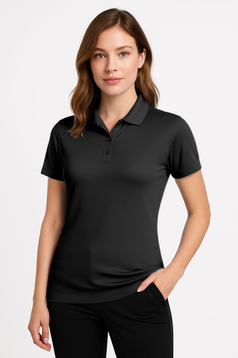 Opna Women's Dry-Fit Golf Polo Shirts 3-Button Golf Polo's in 20 Colors XS-3XL Shirt BLACK-M - Image 2