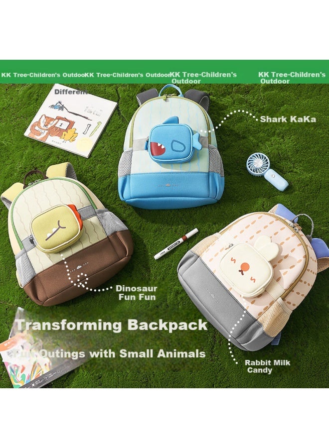 Kocotree Kk Tree Children's Backpack Ultra-light Large Capacity Travel Bag Kindergarten Anti-lost Double Shoulder Bag Cartoon Shark M - Image 2