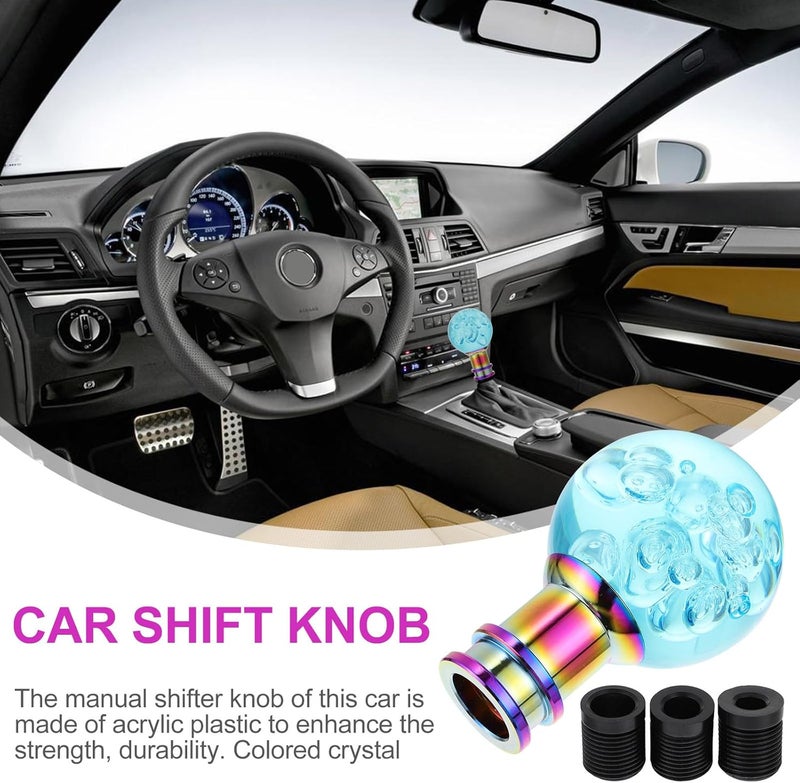 PRETYZOOM Acrylic Crystal Shift Knob with 3pcs M8 M10 Standard Adapters for Manual Car Gear Stick Replacement, Blue Bubble Gear Head Compatible with Automotive Interior Accessories - Image 3