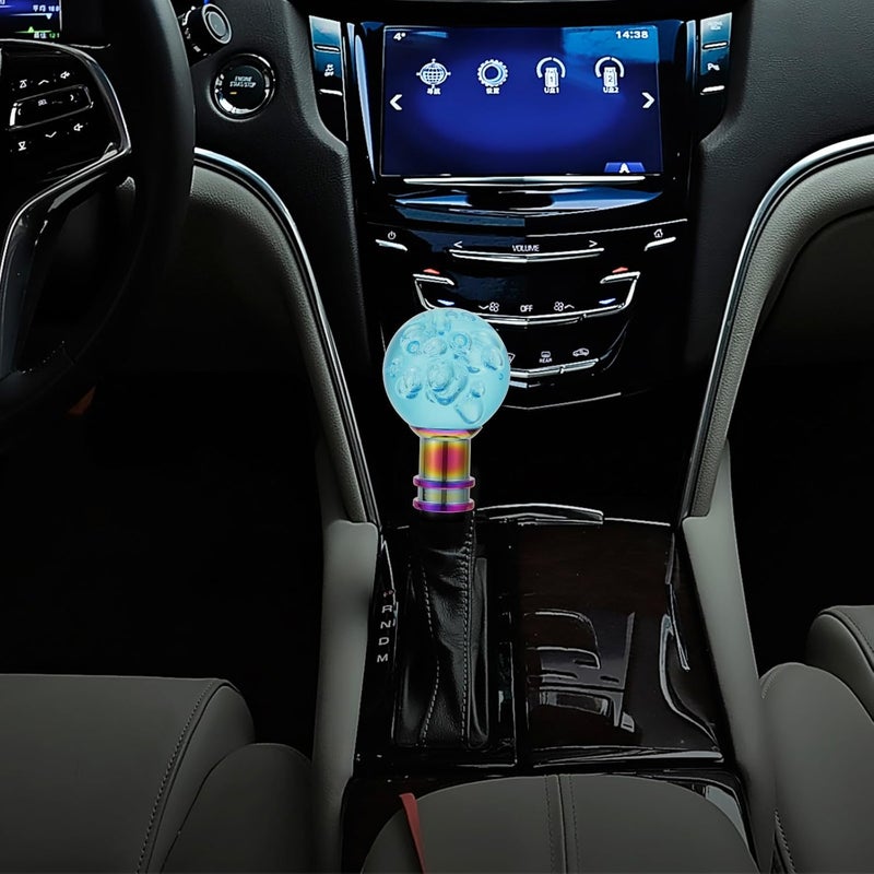 PRETYZOOM Acrylic Crystal Shift Knob with 3pcs M8 M10 Standard Adapters for Manual Car Gear Stick Replacement, Blue Bubble Gear Head Compatible with Automotive Interior Accessories - Image 5