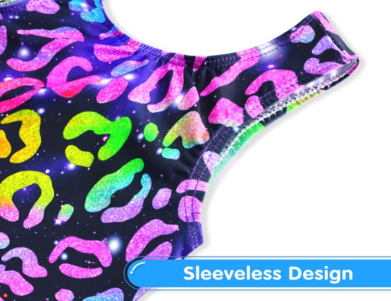 Nokecina Girls Gymnastics Leotards Size 6-7 Years Old Tumbling Outfits Black Color Leopard Dance Biketards with Shorts - Image 4