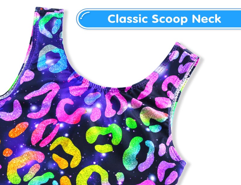 Nokecina Girls Gymnastics Leotards Size 6-7 Years Old Tumbling Outfits Black Color Leopard Dance Biketards with Shorts - Image 3