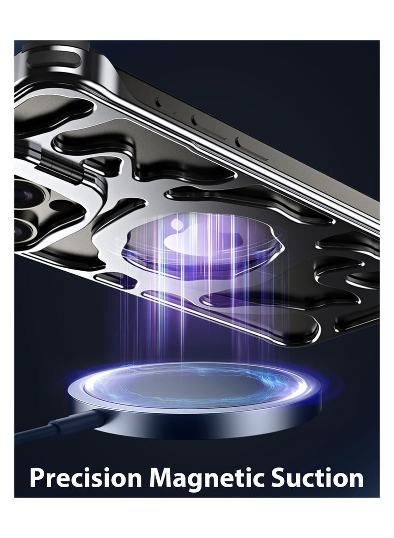 SOLARAE Metal iPhone Case for iPhone 15 Pro Max, 6.7 Inch Case Aerospace Alloy Case Ma-gSafe Compatible Case Alloy Bumper Case Protective Metal Case Cooling Phone Case Heat Dissipating Case - Image 3