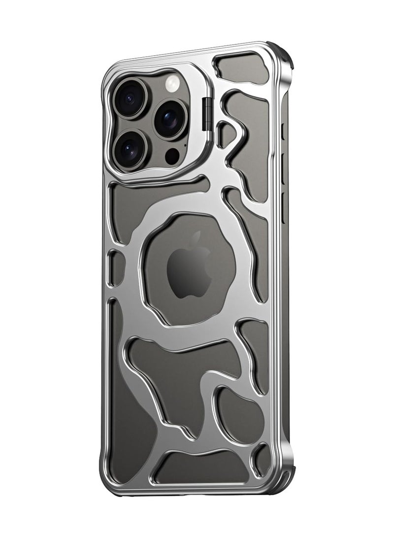 SOLARAE Metal iPhone Case for iPhone 15 Pro Max, 6.7 Inch Case Aerospace Alloy Case Ma-gSafe Compatible Case Alloy Bumper Case Protective Metal Case Cooling Phone Case Heat Dissipating Case - Image 1