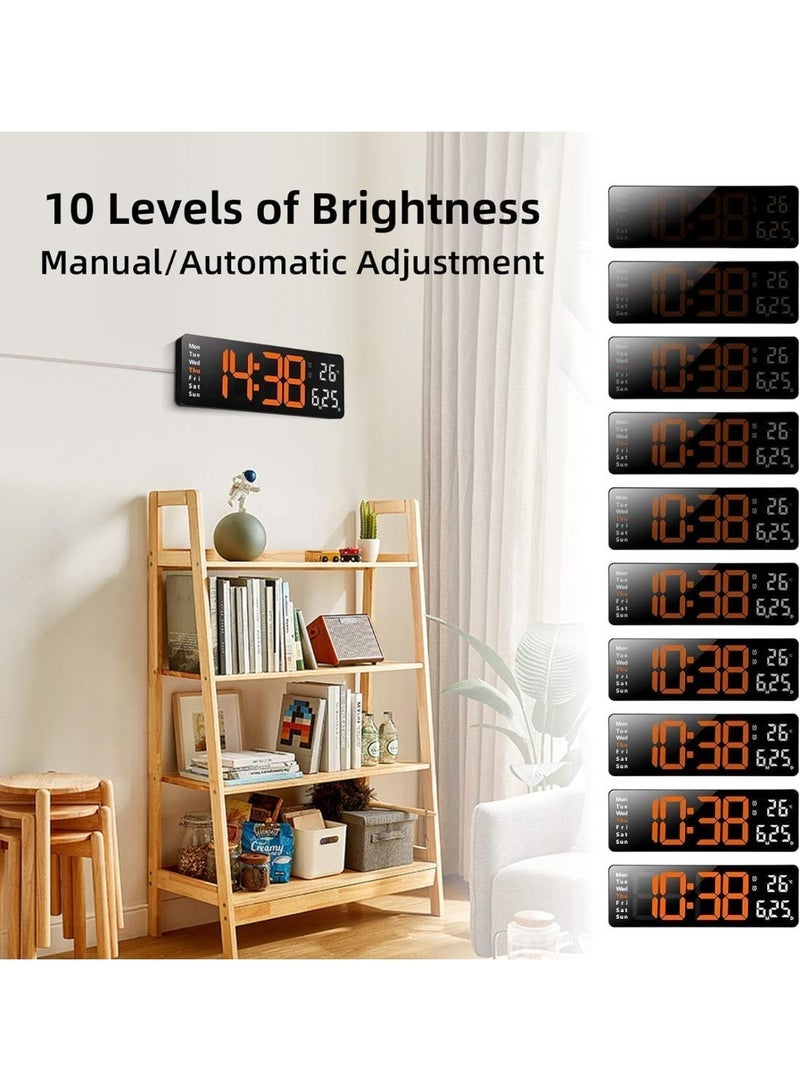 LED Digital Wall Clock with Alarm, Temperature & Humidity Display, Date and Week Calendar, 12/24 Hour Format, Silent Electronic Clock for Home, Office & Bedroom Décor, 25cm Large Screen - Image 5