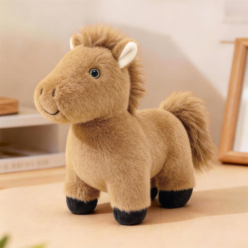 PEACH CAT Horse Stuffed Animal 8 Cute Horse Plush Soft Plushies Toys Gifts for Kids Brown - Image 3