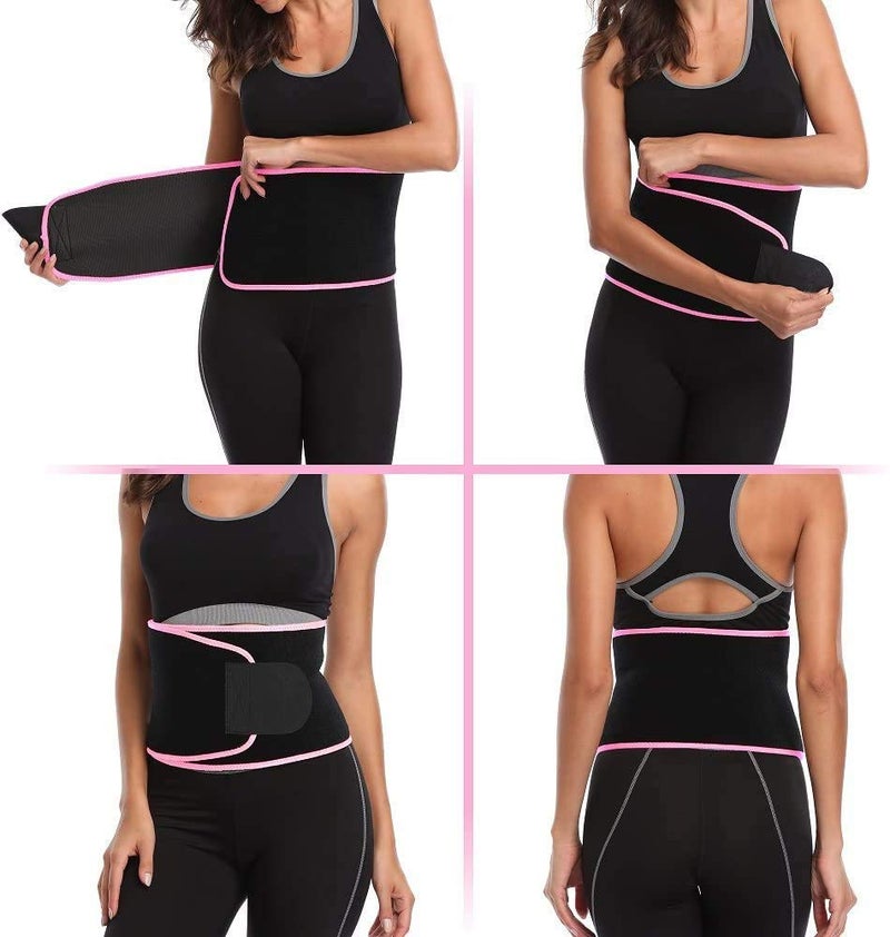 BRITSPEAR Men's and Women's Waist Trimmer Slimming Neoprene Ab Belt Trainer for Faster Weight Loss Fat Burner Wrap after delivery Tummy Control/Belly Tummy Yoga Wrap Exercise Body Slim Look Belt (PINK) - Image 3