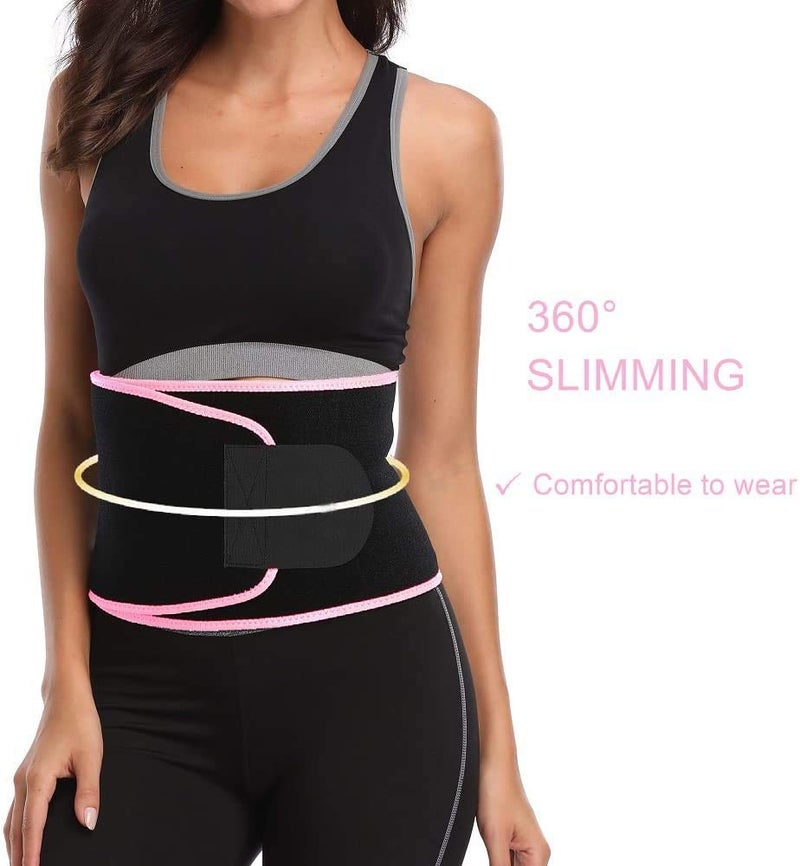 BRITSPEAR Men's and Women's Waist Trimmer Slimming Neoprene Ab Belt Trainer for Faster Weight Loss Fat Burner Wrap after delivery Tummy Control/Belly Tummy Yoga Wrap Exercise Body Slim Look Belt (PINK) - Image 4