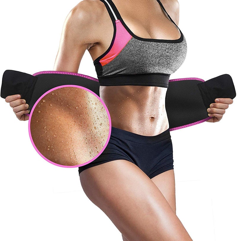BRITSPEAR Men's and Women's Waist Trimmer Slimming Neoprene Ab Belt Trainer for Faster Weight Loss Fat Burner Wrap after delivery Tummy Control/Belly Tummy Yoga Wrap Exercise Body Slim Look Belt (PINK) - Image 1