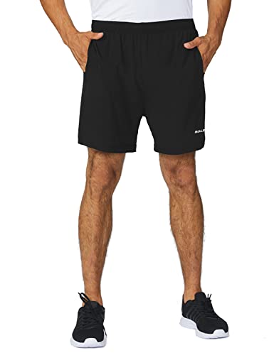 baleaf Men's 5" Running Athletic Shorts Zipper Pocket for Workout Gym Sports Lightweight Quick Dry Black Size M - Image 1