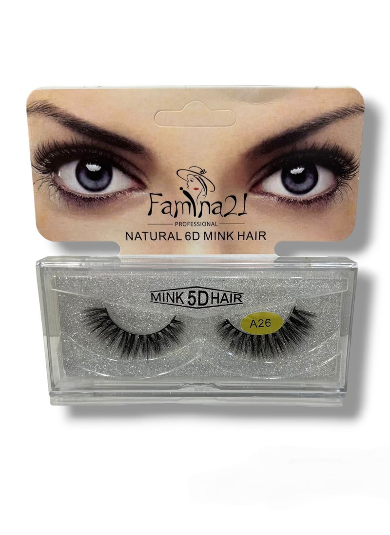 FAMINA21 Famina21 Natural 6D/5D Mink Hair Eyelashes - Set of 30 Models (A26)  - Image 1