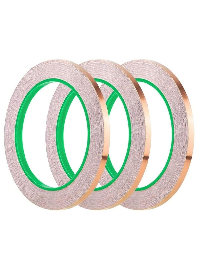 CMGTYYD 3pcs Copper Foil Tape,Double-Sided Conductive Copper Tape with Adhesive for EMI Shielding,Stained Glass Supplies,Soldering,Electrical Repairs,Paper Circuits,Grounding,5mmX 20m - Image 1