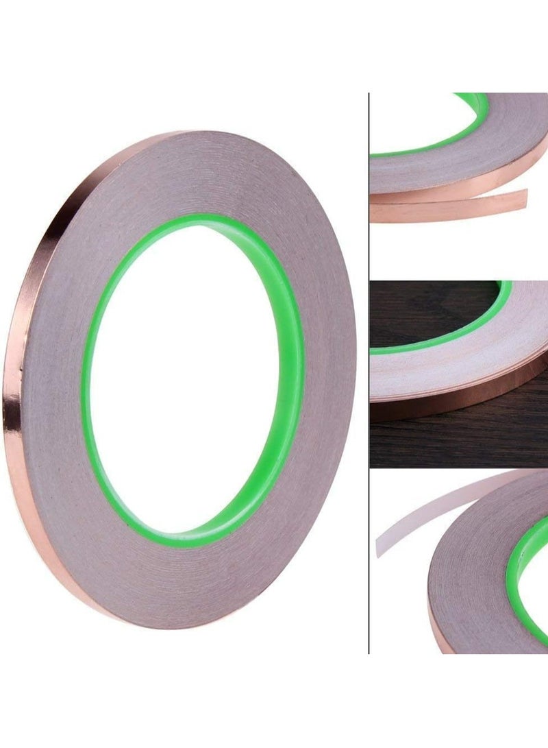 CMGTYYD 3pcs Copper Foil Tape,Double-Sided Conductive Copper Tape with Adhesive for EMI Shielding,Stained Glass Supplies,Soldering,Electrical Repairs,Paper Circuits,Grounding,5mmX 20m - Image 3