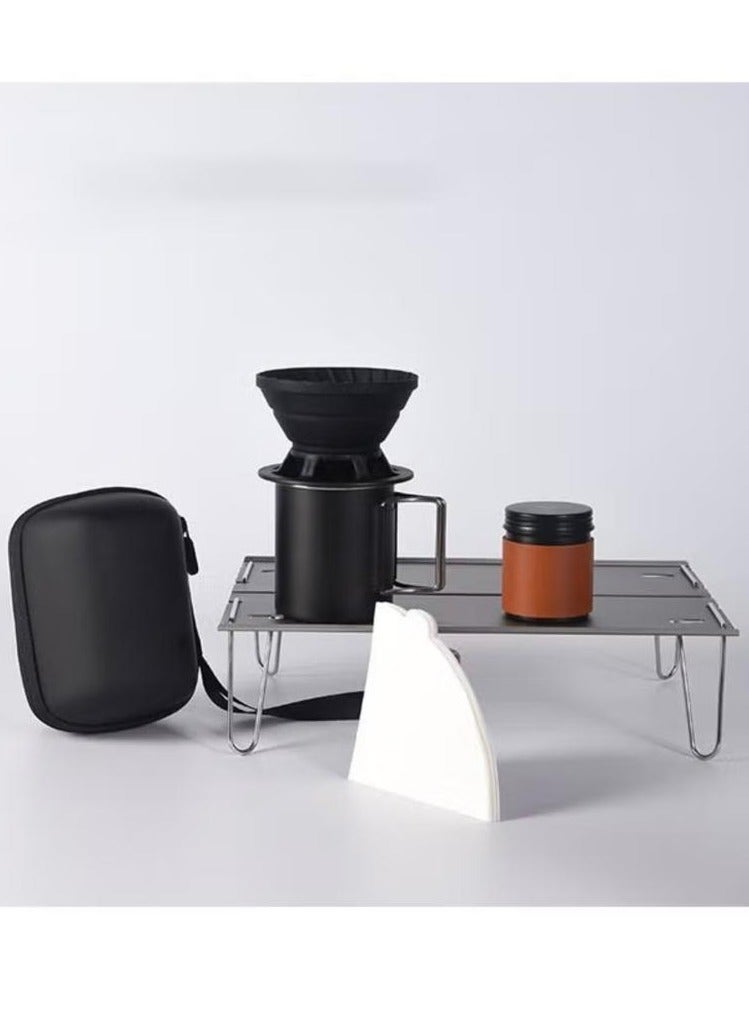 Travel Pour-over Coffee Set Outdoor Car Camping Portable V60 Silicone Filter Cup Pour-over Coffee Starter Combo Gift Box Set - Image 1