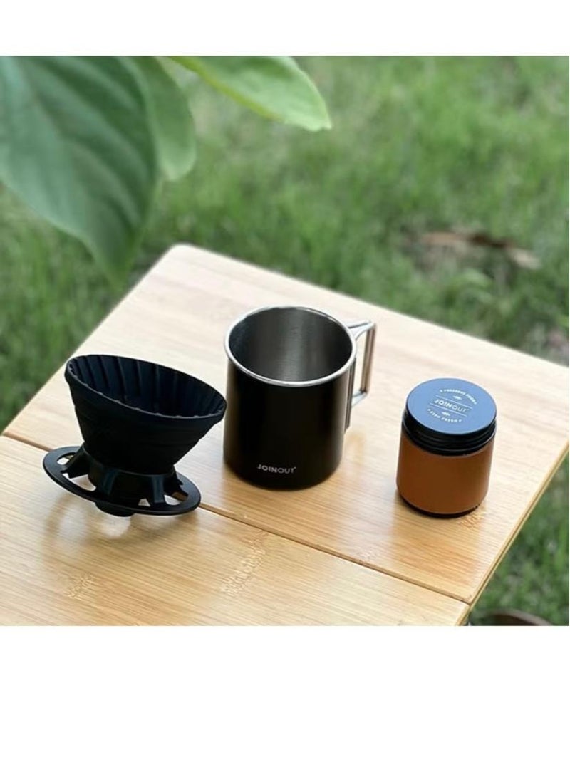 Travel Pour-over Coffee Set Outdoor Car Camping Portable V60 Silicone Filter Cup Pour-over Coffee Starter Combo Gift Box Set - Image 5