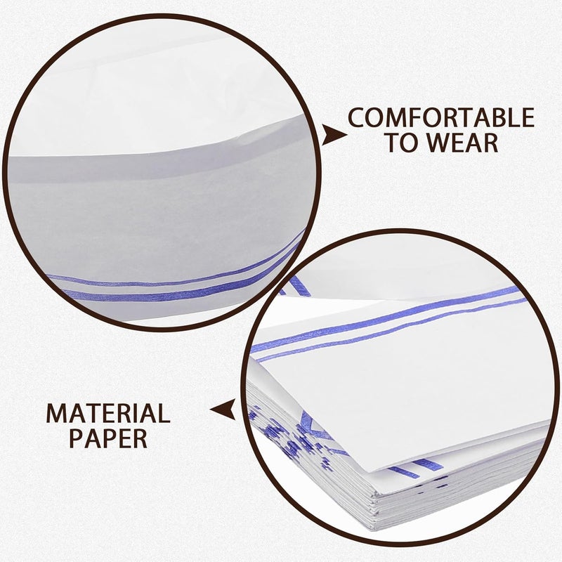40pcs Disposable Paper Chef Hats Thick Restaurant Cooking Hats with Blue Edge for Sushi and Japanese Kitchen Food Service - Image 3