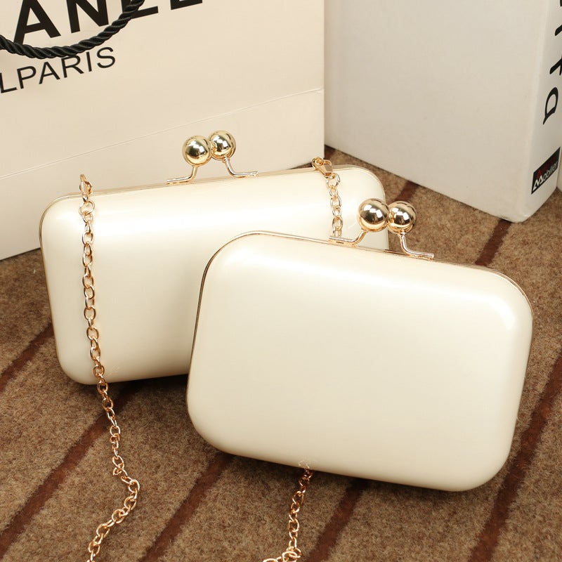 Clip Evening Dress Dinner Gift Bag Metal Pearlescent Glow Hand Bag Women'S Chain Box Small Bag - Image 2