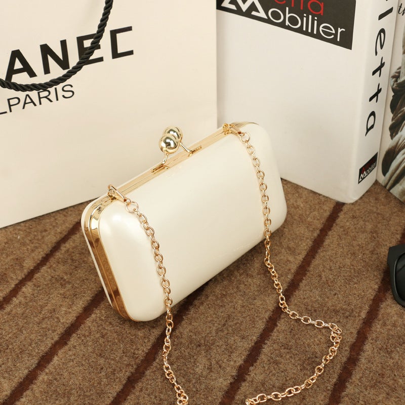 Clip Evening Dress Dinner Gift Bag Metal Pearlescent Glow Hand Bag Women'S Chain Box Small Bag - Image 4