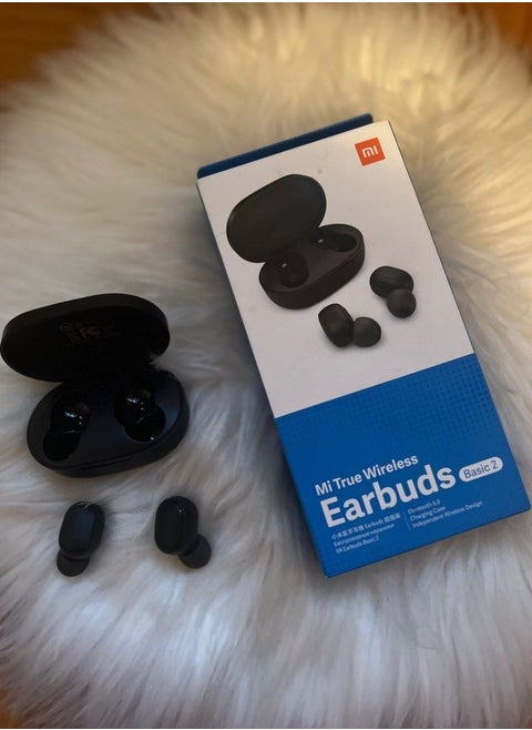 AirDots Wireless In-Earphones With And Equipped With Anti-Fingerprint Silicon Case With Power Box Standard Version Black  Box Wireless Earbuds