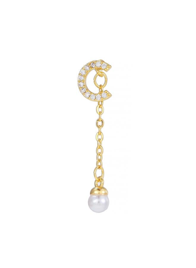 European And American Tassel Ear Bone Nail Stainless Steel Thin Rod Body Piercing Pearl Pendant Ear Stud Ear Jewelry 