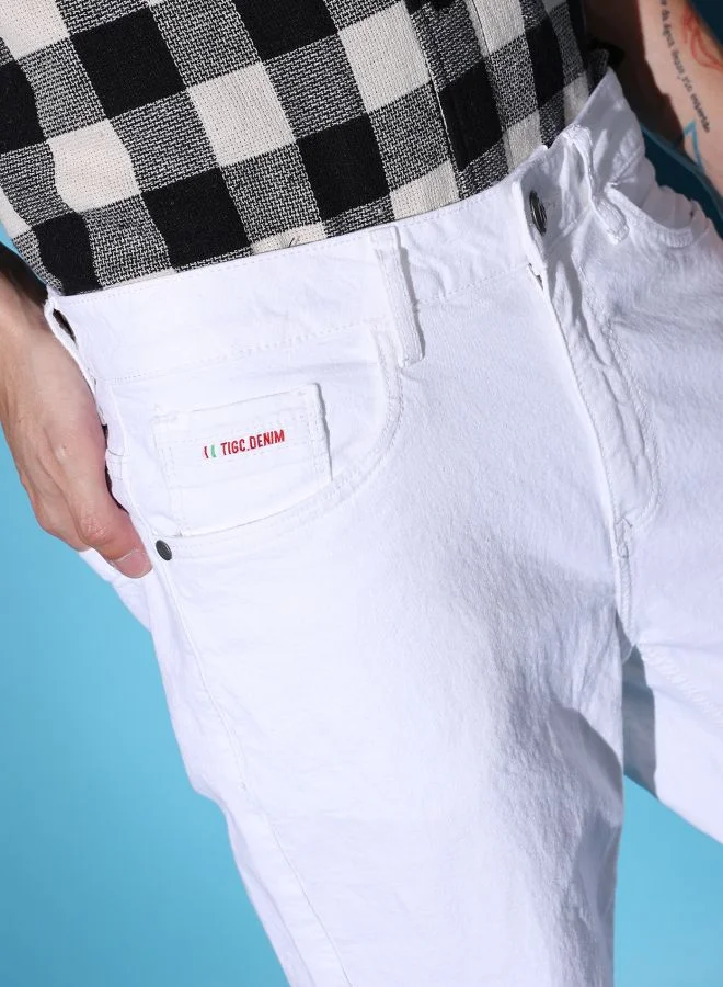 The Indian Garage Co Men Slim Fit Solid Mid-Rise Stretchable Jeans