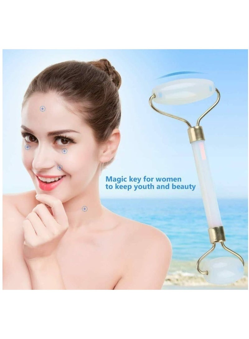 ZGTS Facial Roller Massager With Light Blue/Gold Quartz Stone For Radiant Skin - Image 1