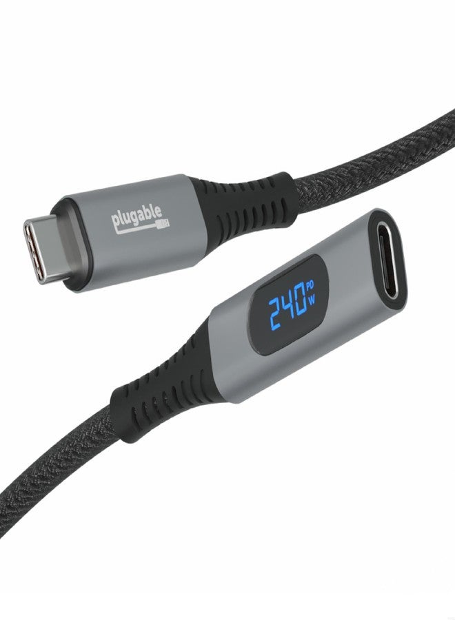 Plugable USB C Extension Cable 3.3 Ft, Digital Power Meter Tester for Monitoring USB-C Connections, Supports Fast Charging up to 240W, 4K 60Hz Display, 10Gbps Data, Digital Multimeter Tester - Image 1