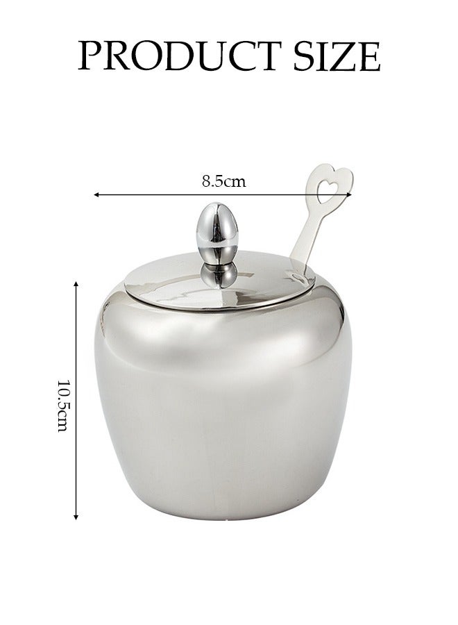 DUNISO وعاء توابل من الفولاذ المقاوم للصدأ، صندوق توابل متعدد الوظائف، حاوية تخزين الطعام، مزود بملعقة وغطاء، مقاوم لدرجات الحرارة العالية، مقاوم للصدأ، مناسب لتخزين الملح والسكر والتوابل، 250 مل - Image 2