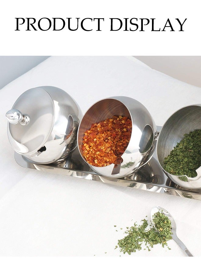 DUNISO وعاء توابل من الفولاذ المقاوم للصدأ، صندوق توابل متعدد الوظائف، حاوية تخزين الطعام، مزود بملعقة وغطاء، مقاوم لدرجات الحرارة العالية، مقاوم للصدأ، مناسب لتخزين الملح والسكر والتوابل، 250 مل - Image 3